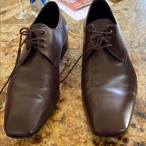 Prada Brown Leather Oxford Shoes